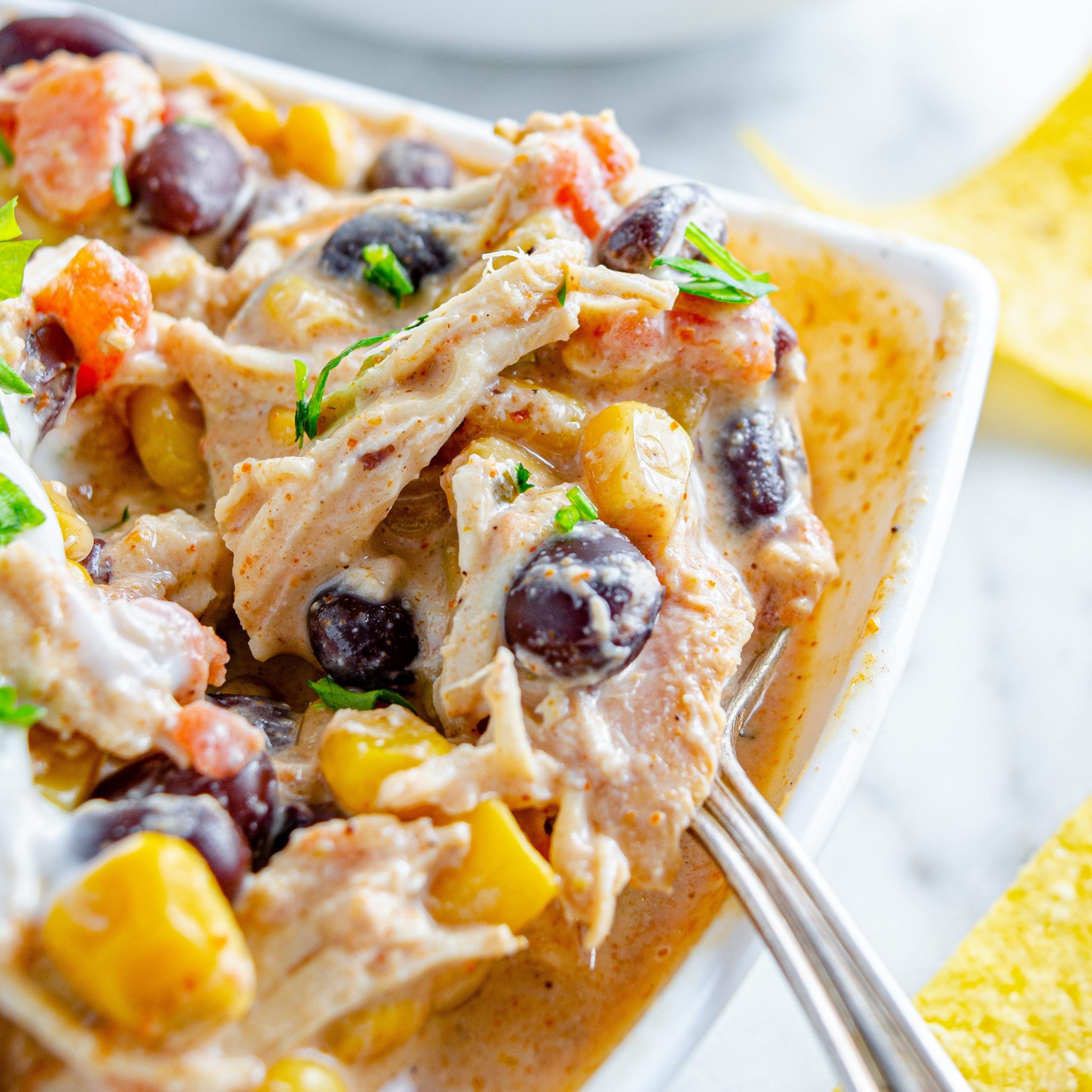 Crockpot Cream Cheese Chicken Chili - Sweet Pea's Kitchen