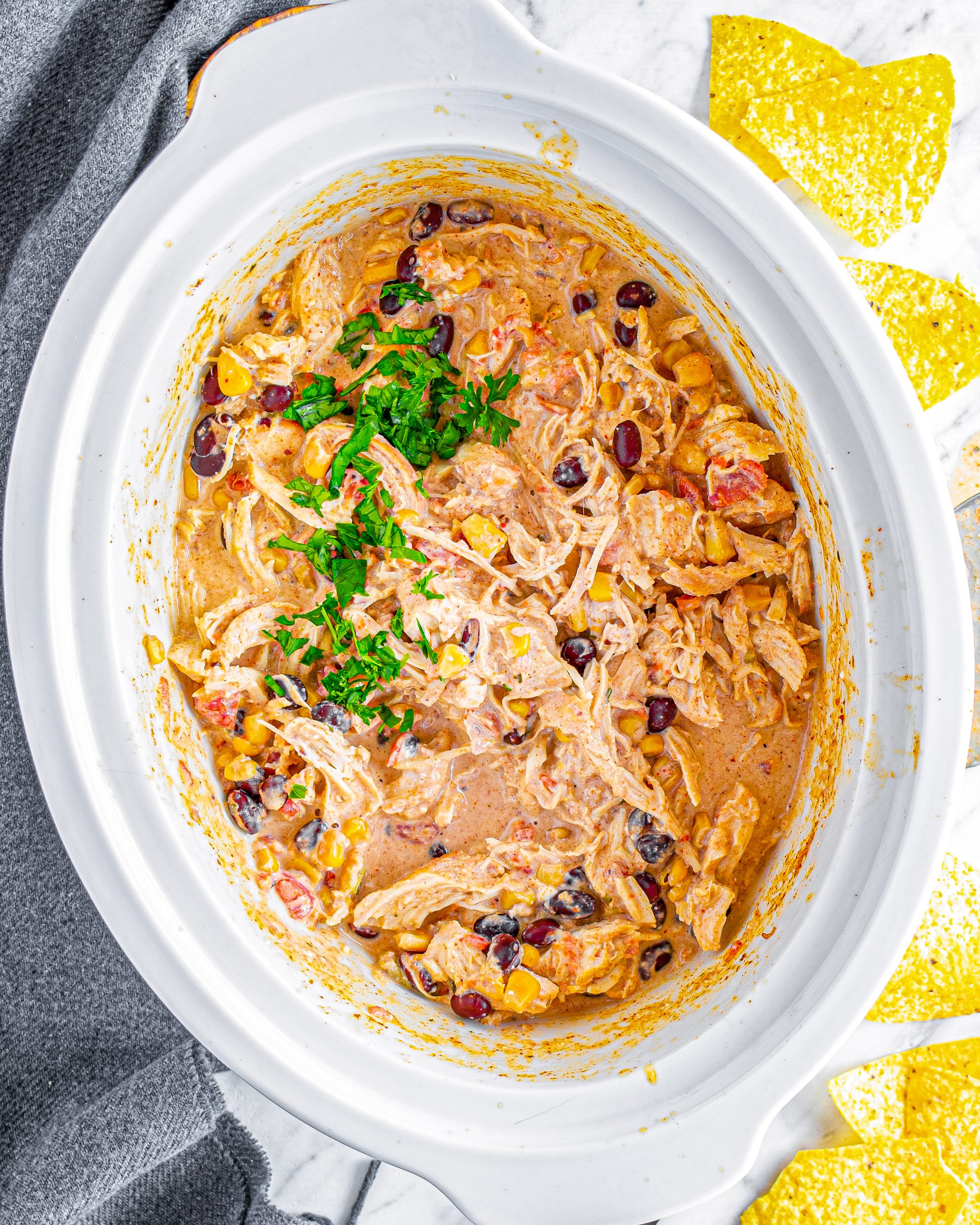 Crockpot Cream Cheese Chicken Chili - Sweet Pea's Kitchen