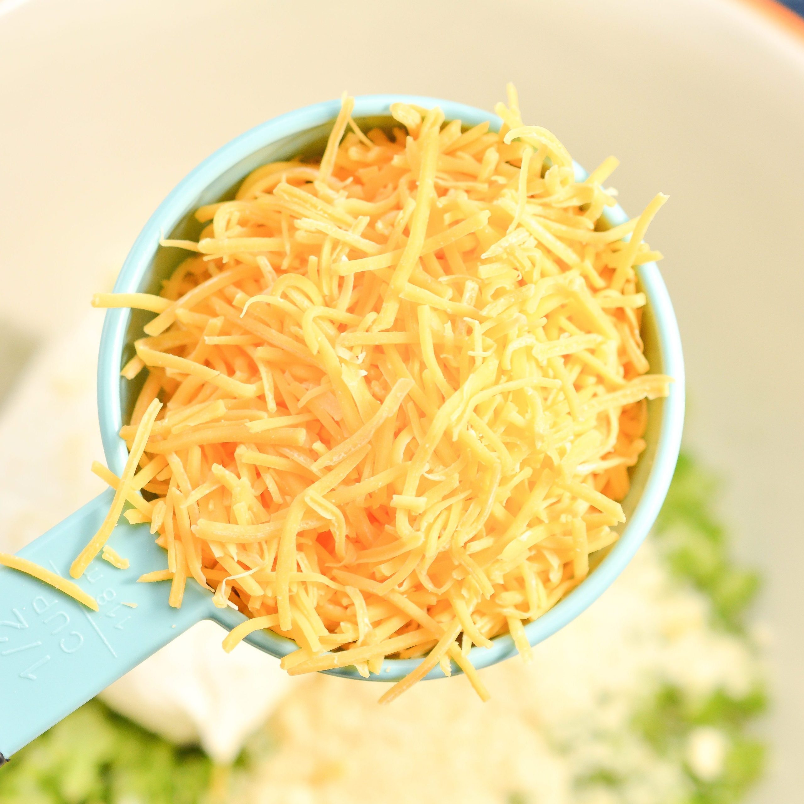 add ½ cup of cheddar cheese shredded. 