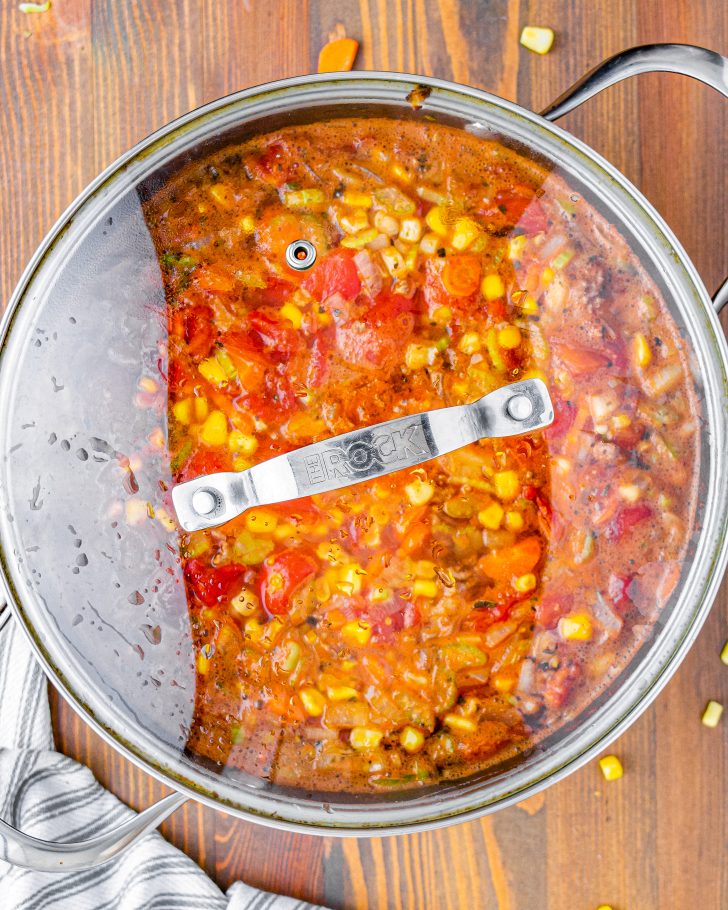 Reduce the heat to a simmer, cover, and cook on low for 1 ½ hour.