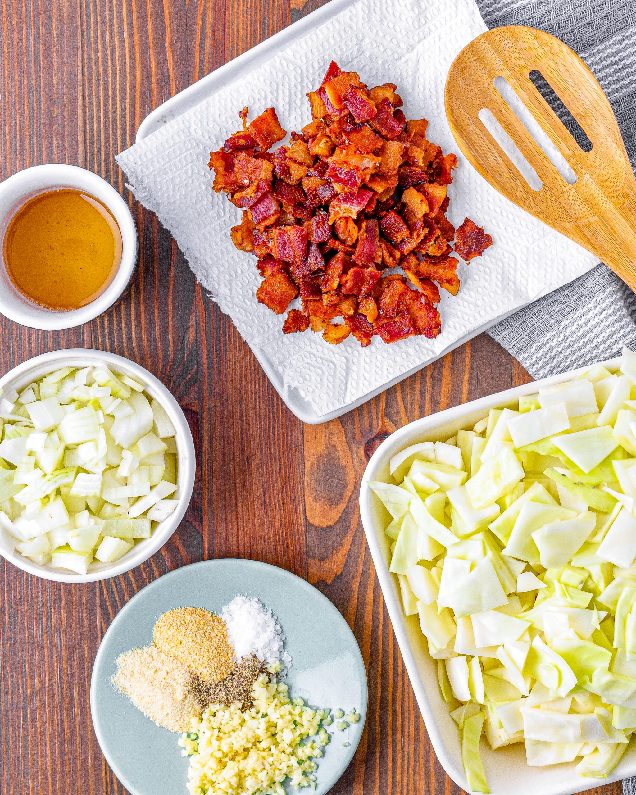 Fried Cabbage with Onions and Bacon Ingredients