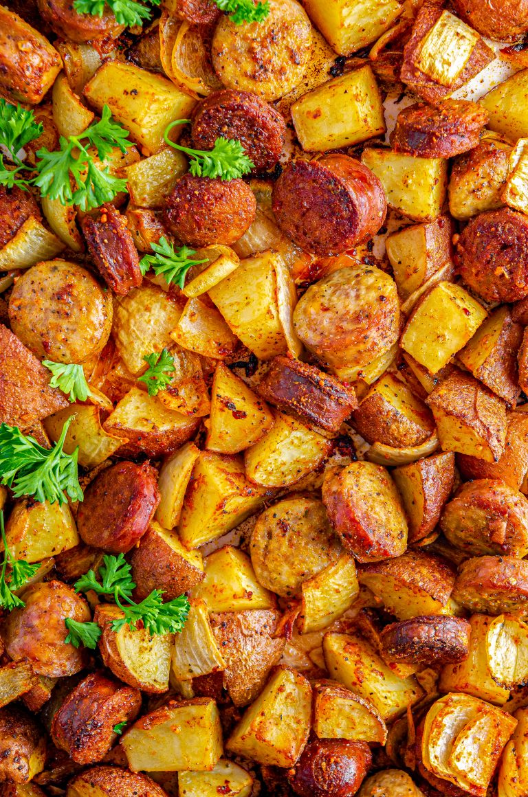 Fried Potatoes Onions and Smoke Polish Sausage - Sweet Pea's Kitchen