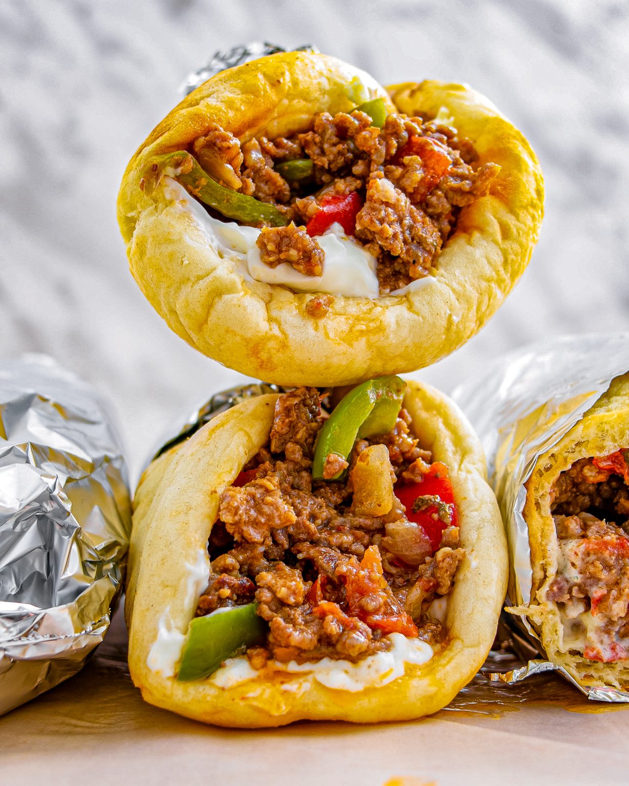 Hamburger Pepper and Onion Gyros Sweet Pea's Kitchen