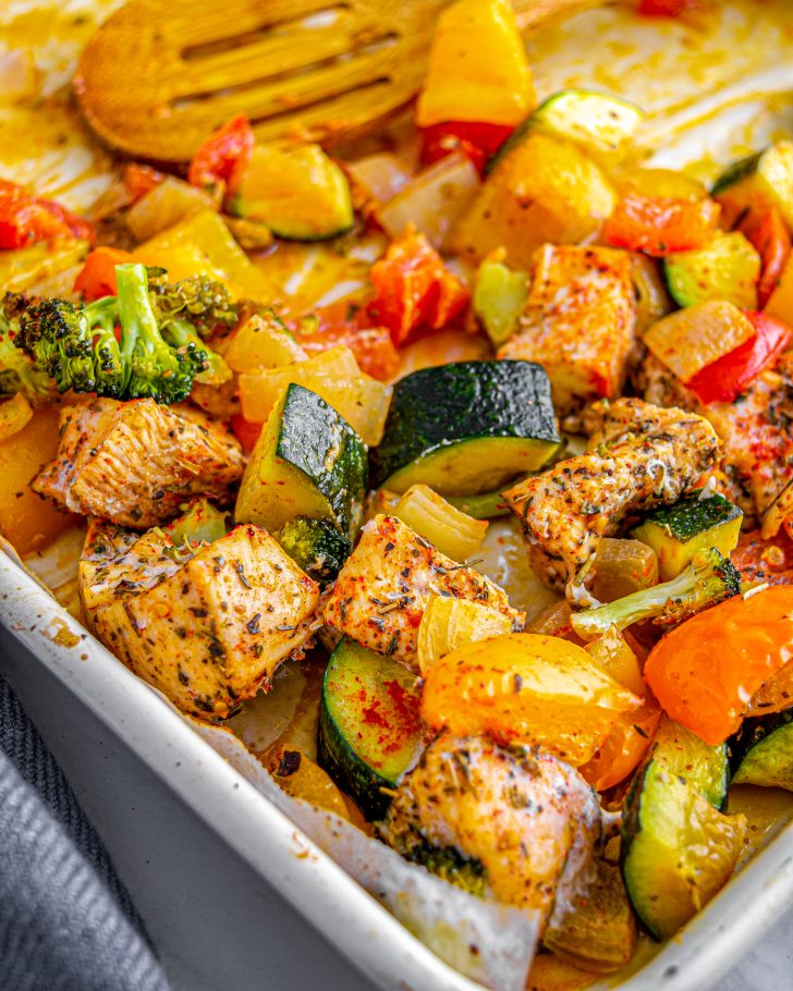 chicken and vegetable recipes, chicken and veggie recipes, roasted chicken and vegetables, 15 Minute Healthy Roasted Chicken and Veggies