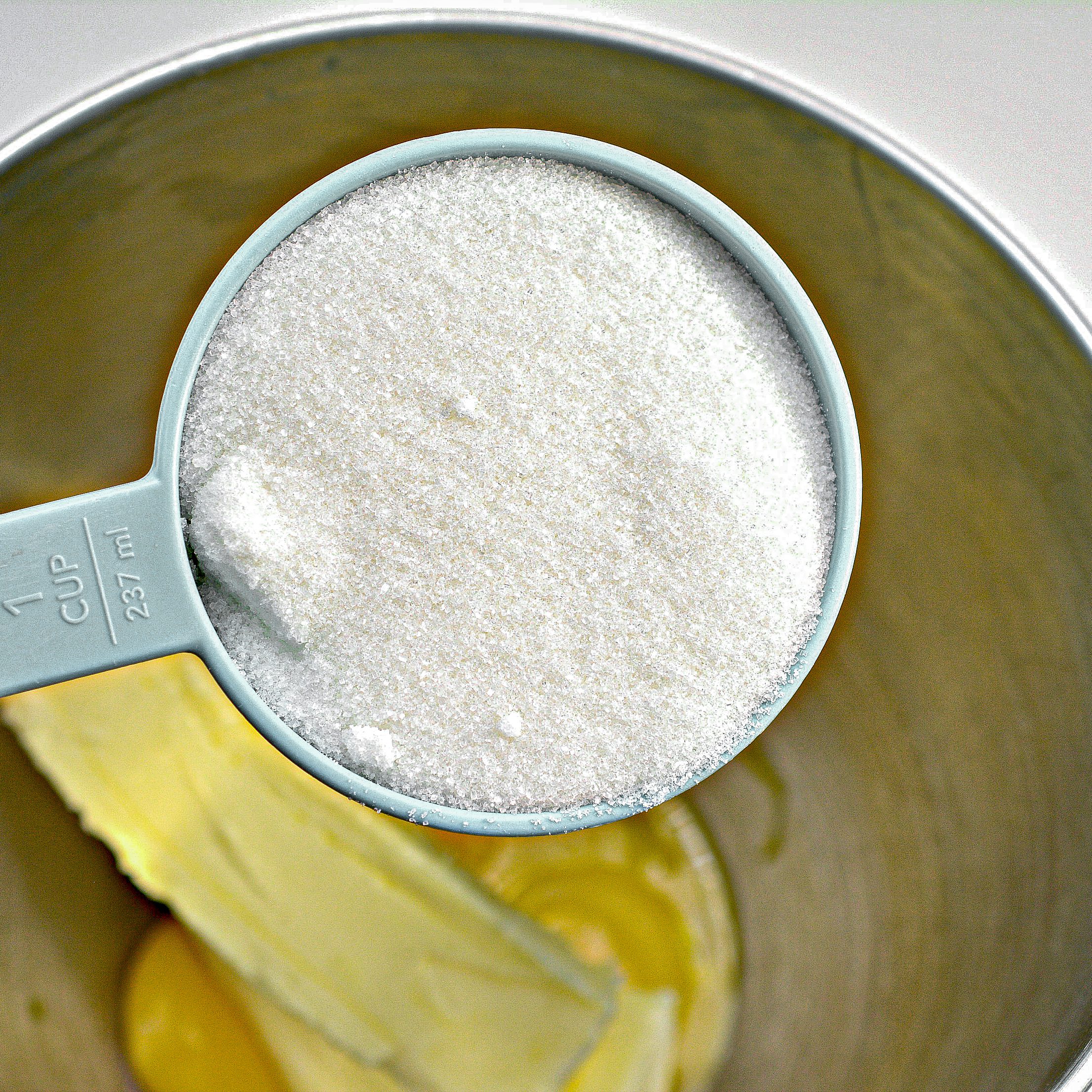 In a mixing bowl, beat together the 1 cup butter, 1 ¾ cup sugar, and egg yolks until well combined.