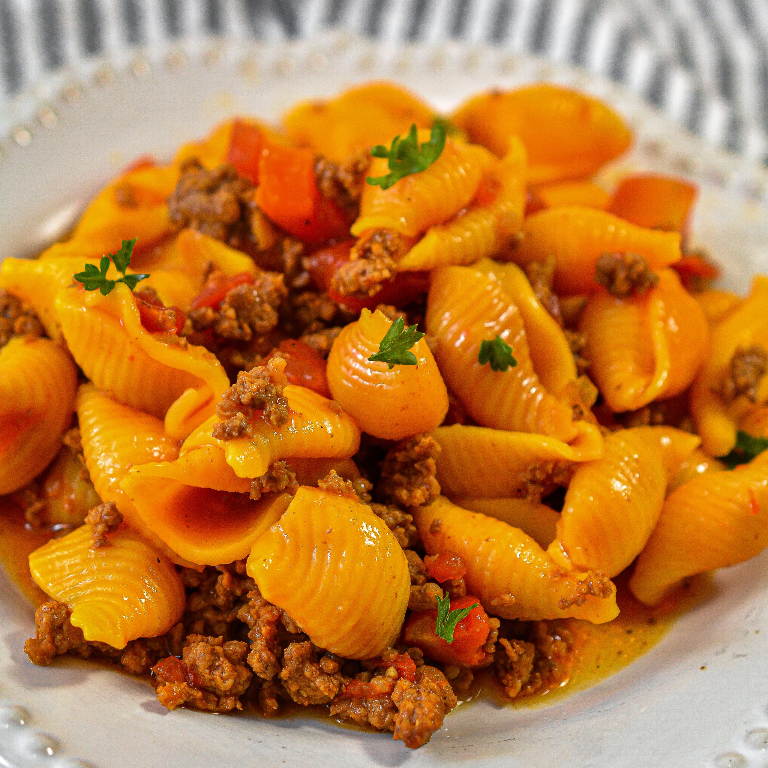 Pasta Shells with Ground Beef
