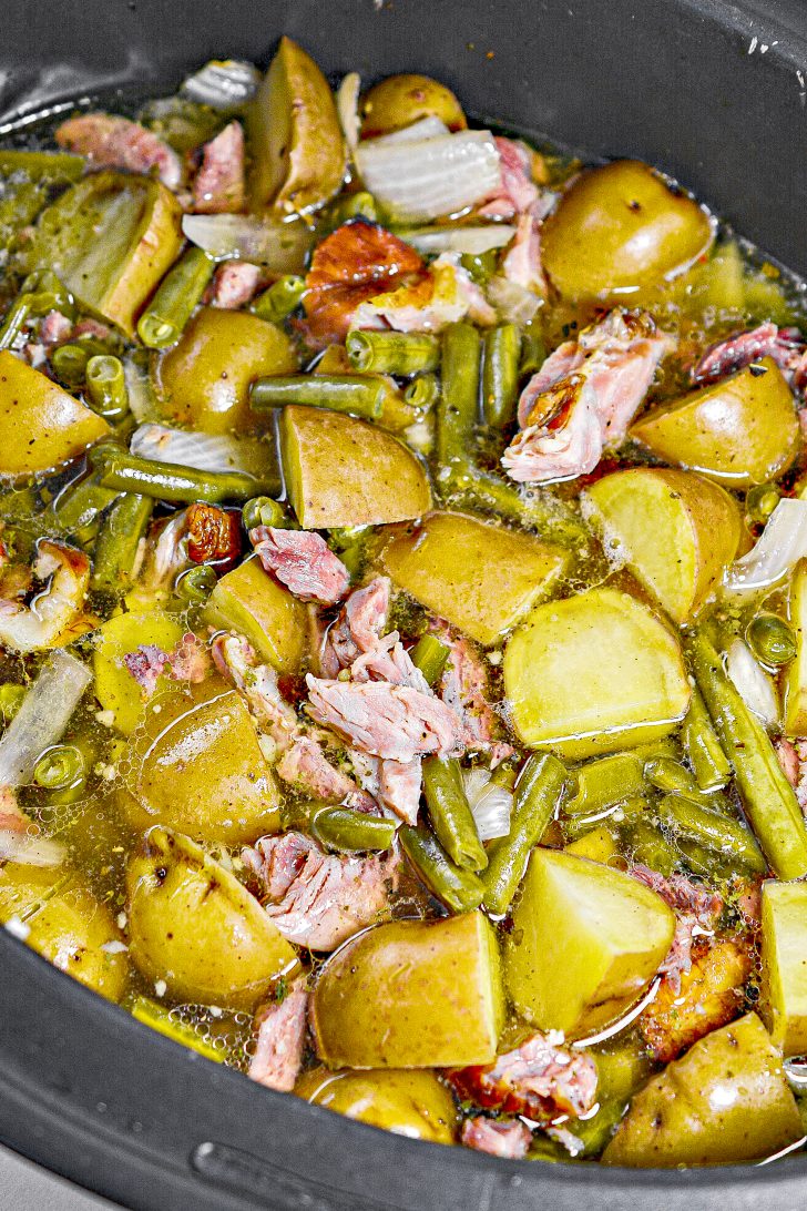 crockpot green beans, ham green beans and potatoes, slow cooker ham potatoes and green beans