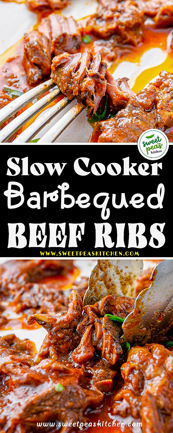 Slow Cooker Barbequed Beef Ribs pinterest