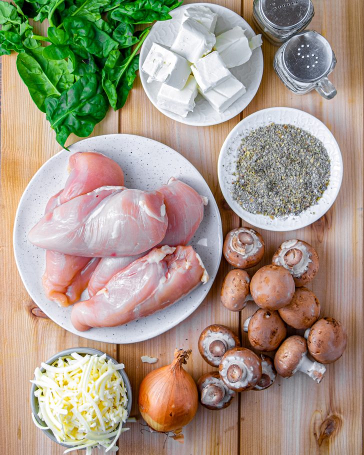 Smothered Chicken with Creamed Spinach ingredients