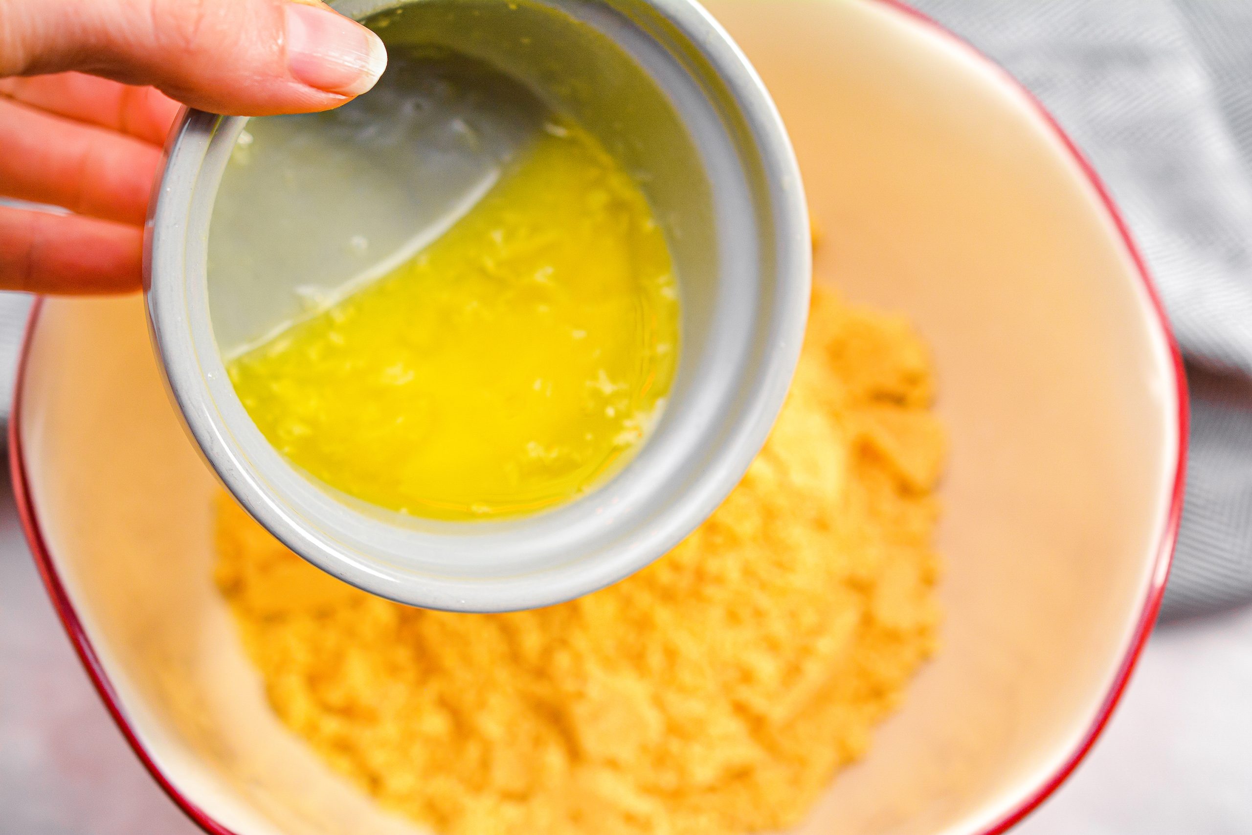 Mix the Jello in with the baked crumbs until well combined.