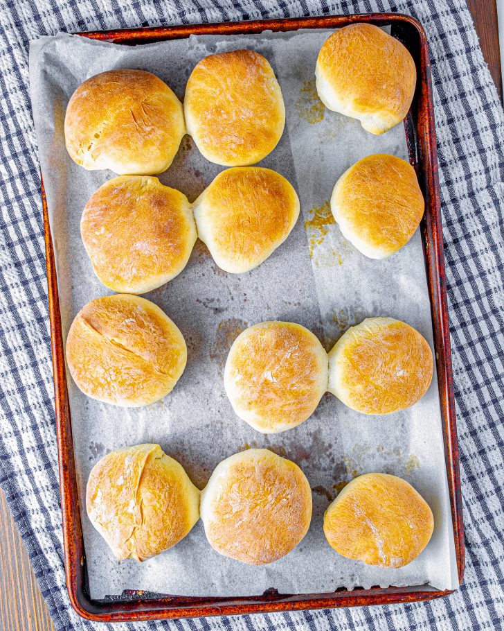 Bake the rolls for 12-15 minutes until lightly browned on top.