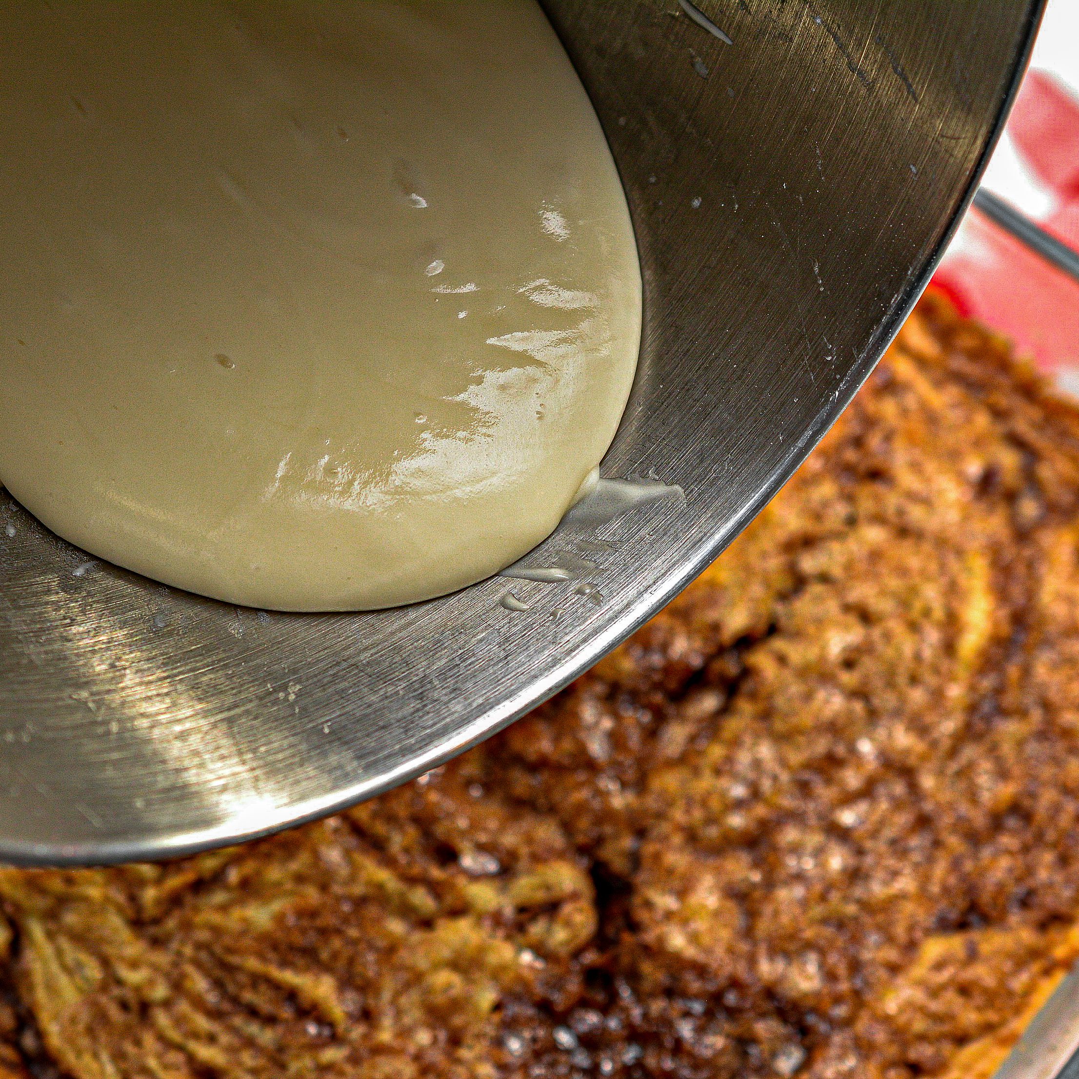 Mix the ingredients for the glaze together until smooth and pour over the warm cake.