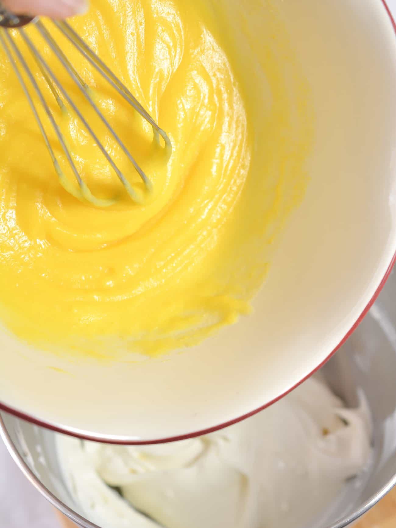 Blend the pudding mixture into the cream cheese mixture.