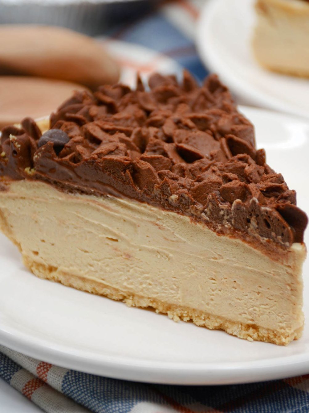 No-Bake Cream Cheese Peanut Butter Pie with Chocolate Whipped Cream
