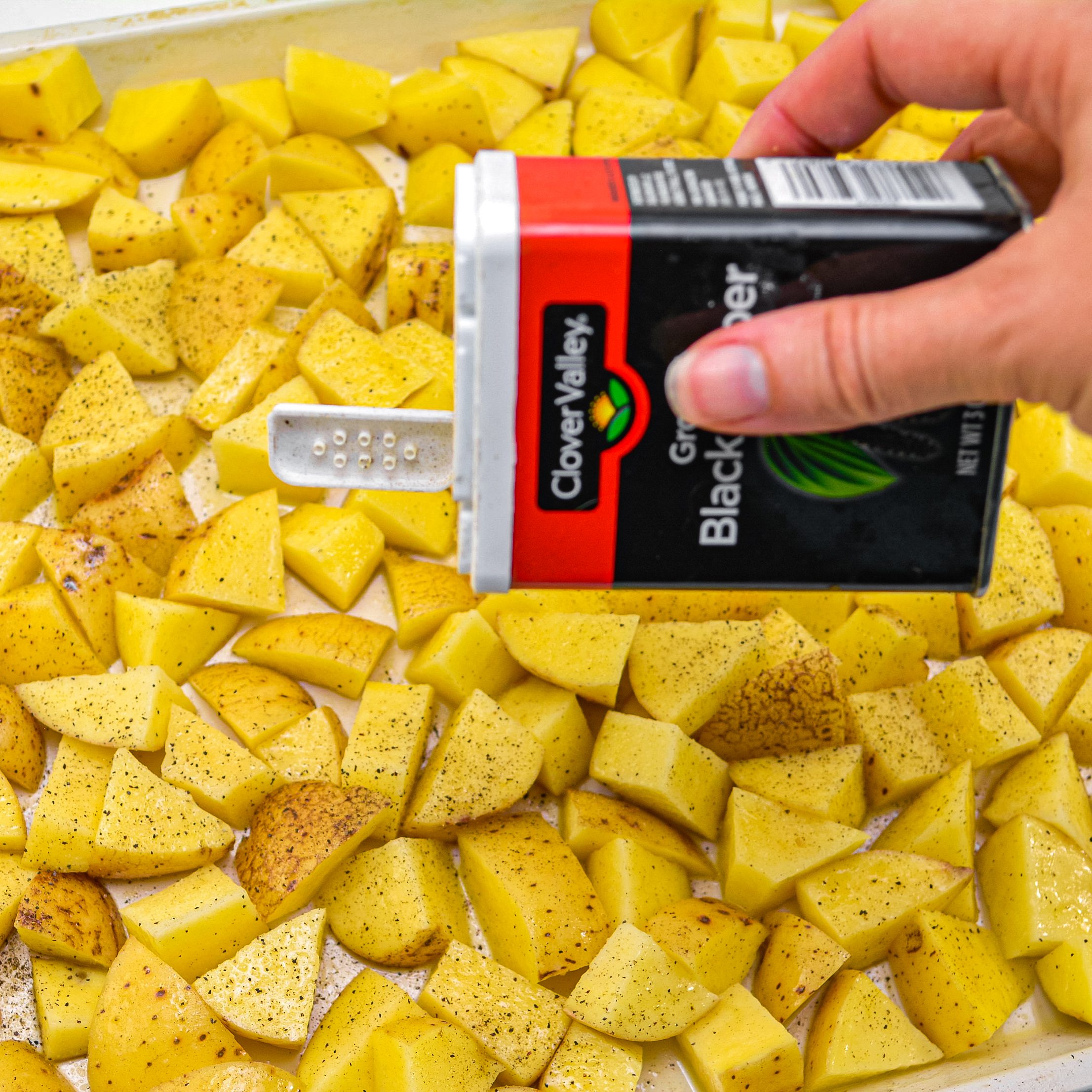 Add salt and pepper to taste to the potatoes.