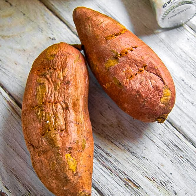 Pierce sweet potatoes with a fork.