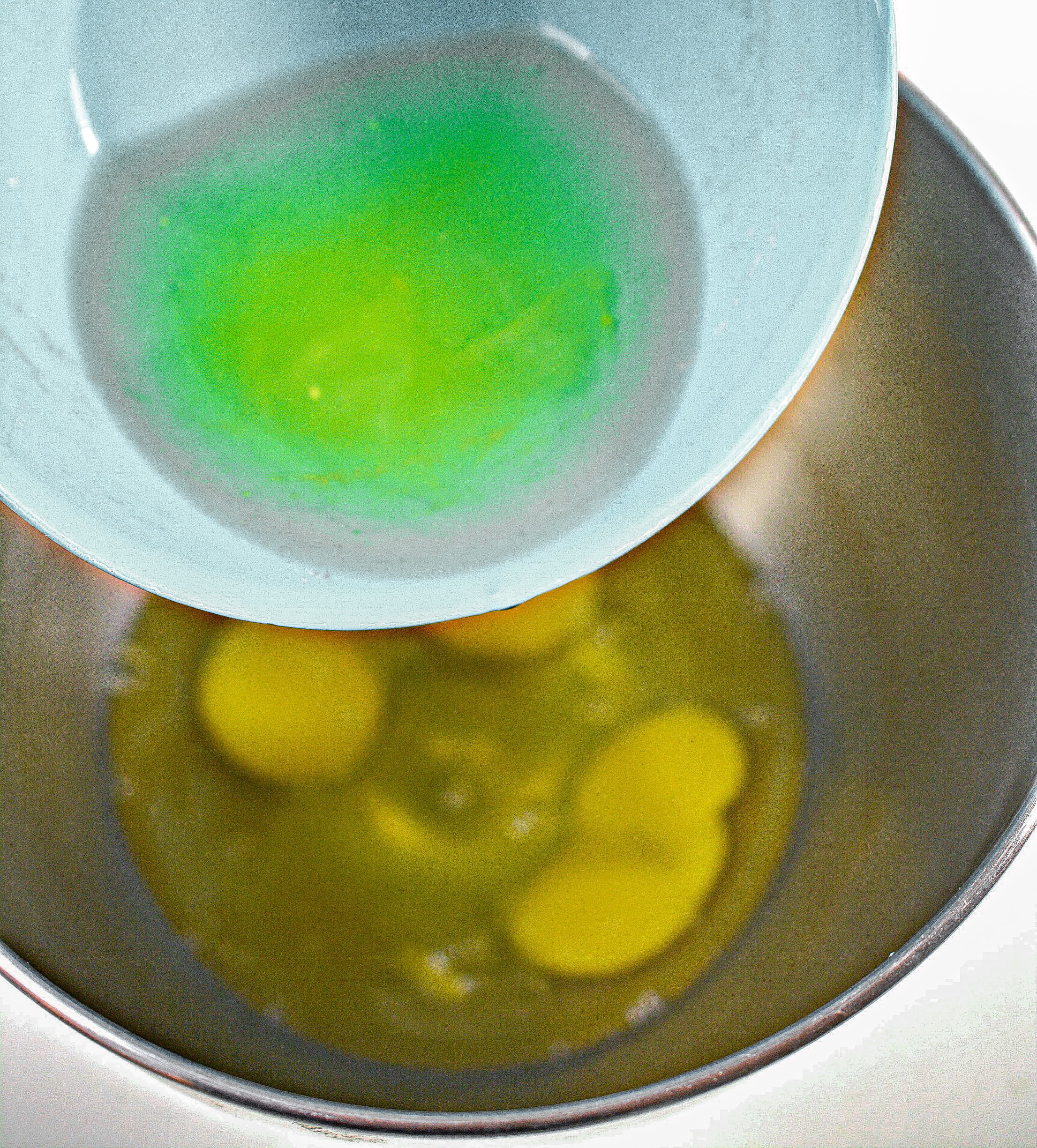In a mixing bowl, blend the eggs, egg whites and Greek yogurt until frothy.