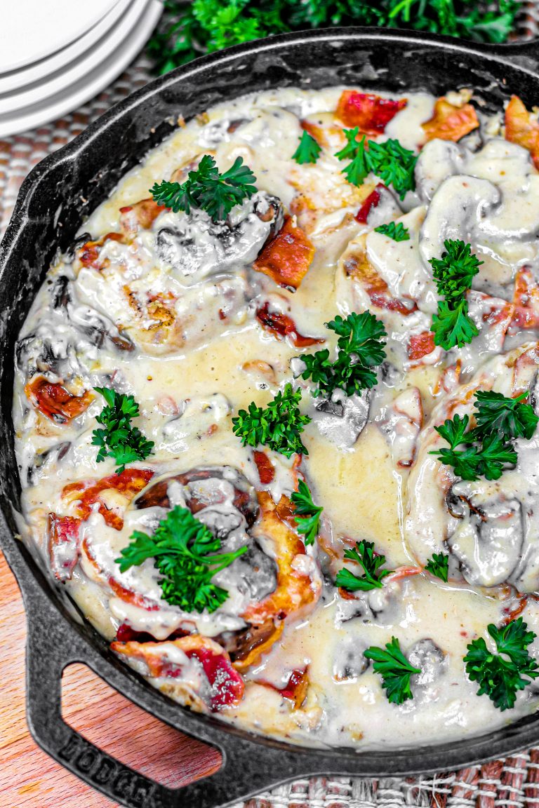 Bacon Mushroom Smothered Pork Chops - Sweet Pea's Kitchen