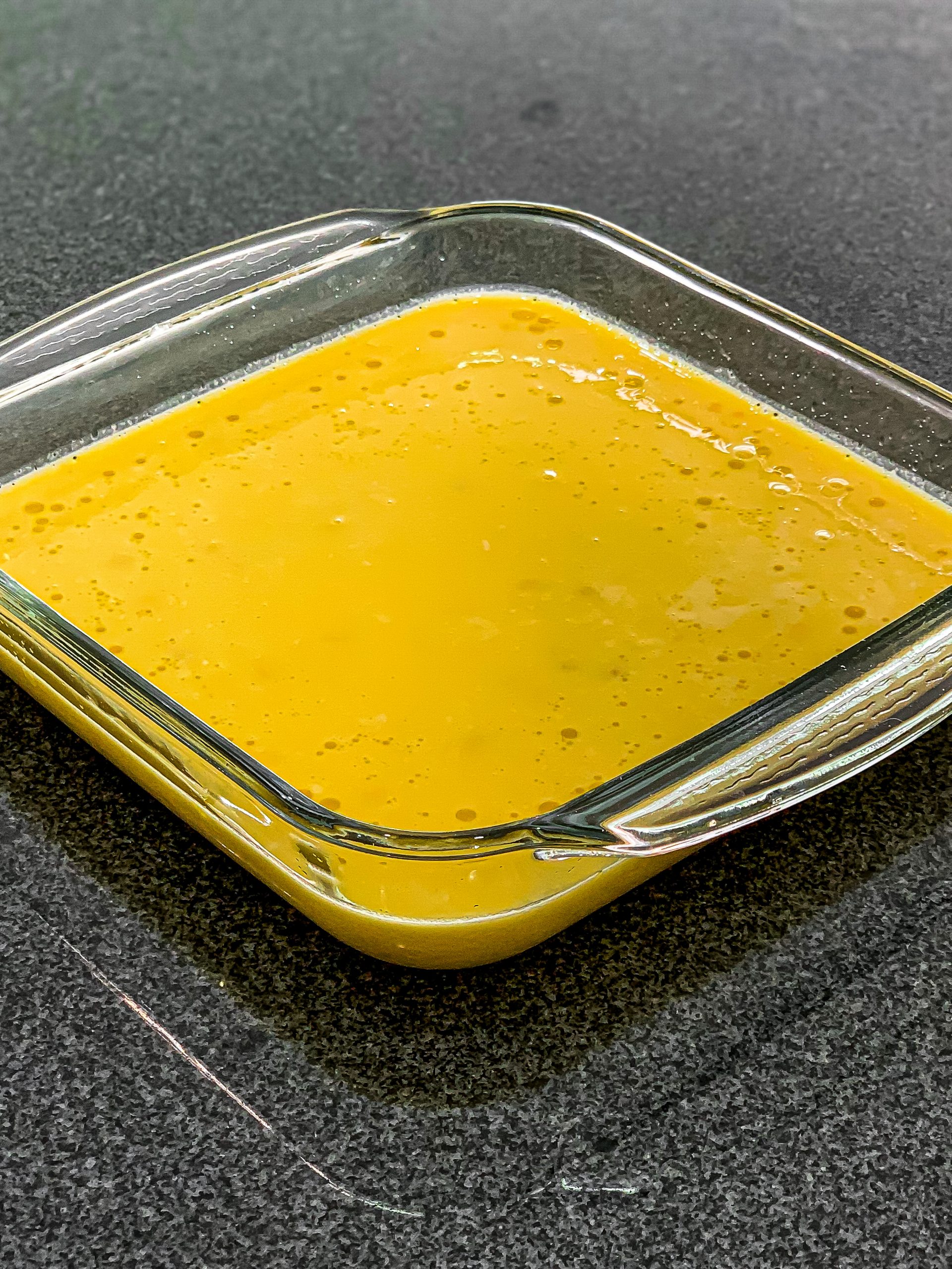 In the prepared baking dish, pour the mixture and bake for 25 minutes or until the top is puffy and golden brown.