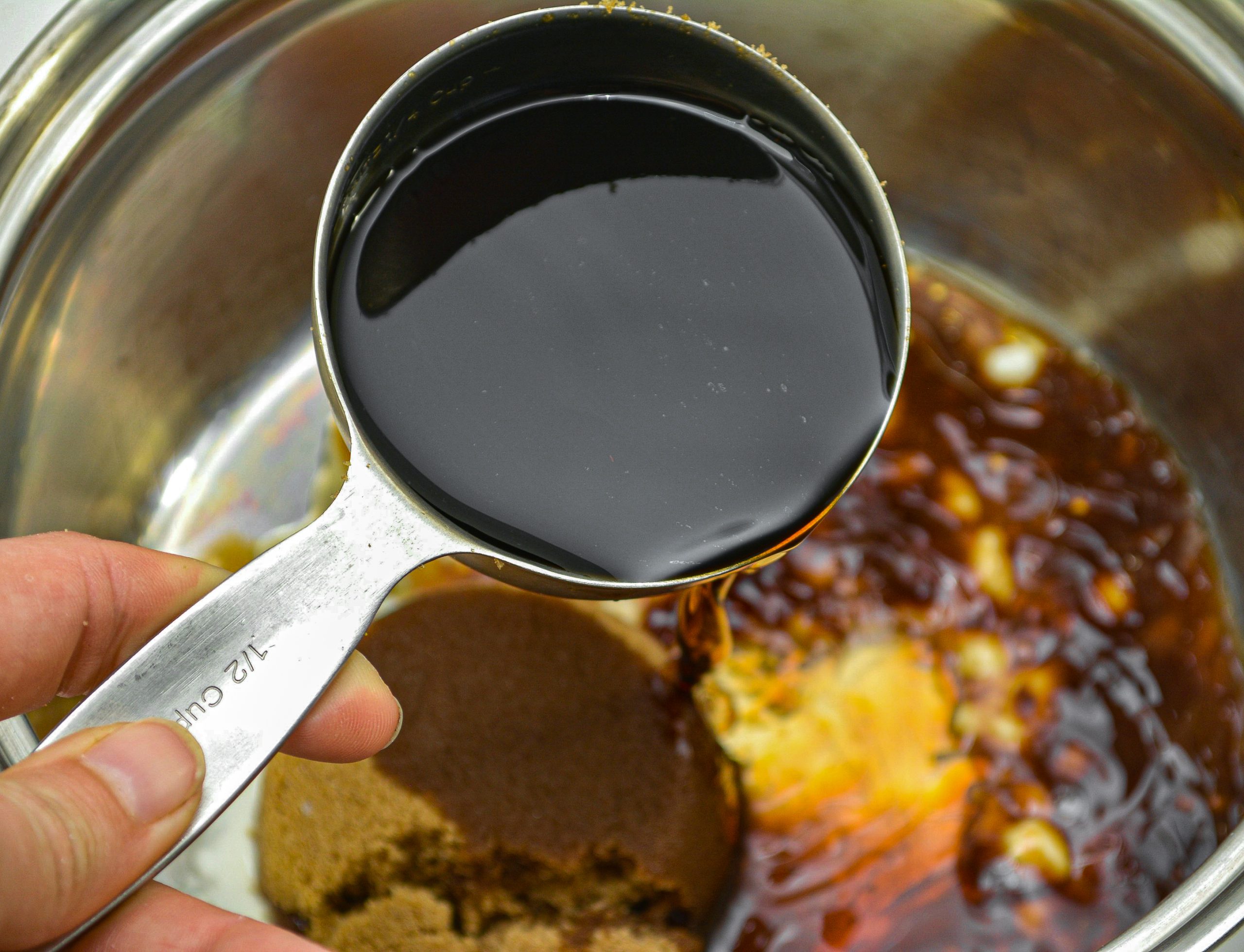 Add in ½ cup of soy sauce.