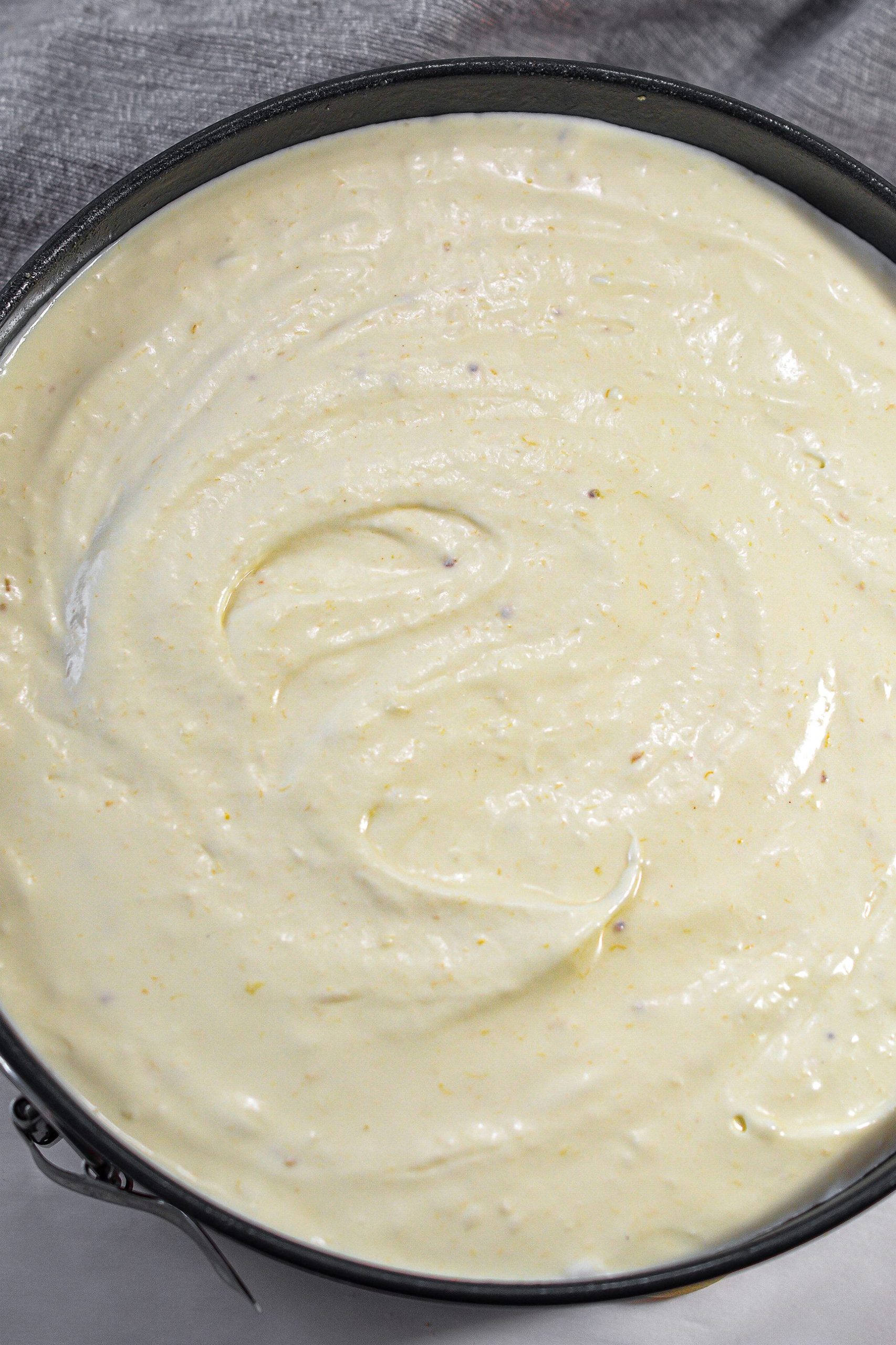 Remove the cheesecake from the oven and let cool on the counter for 30 minutes.