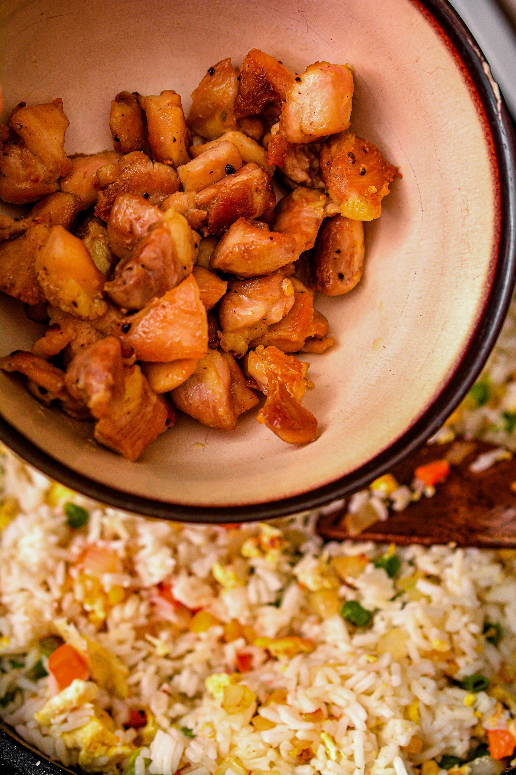Add the rice and chicken to the skillet and stir to combine.
