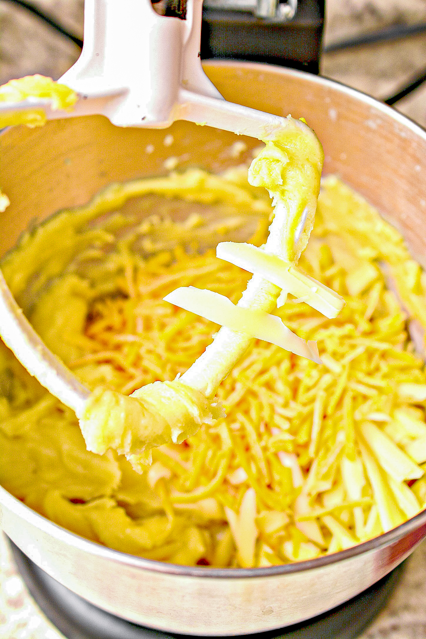 Mix the cheese into the dough until well incorporated.