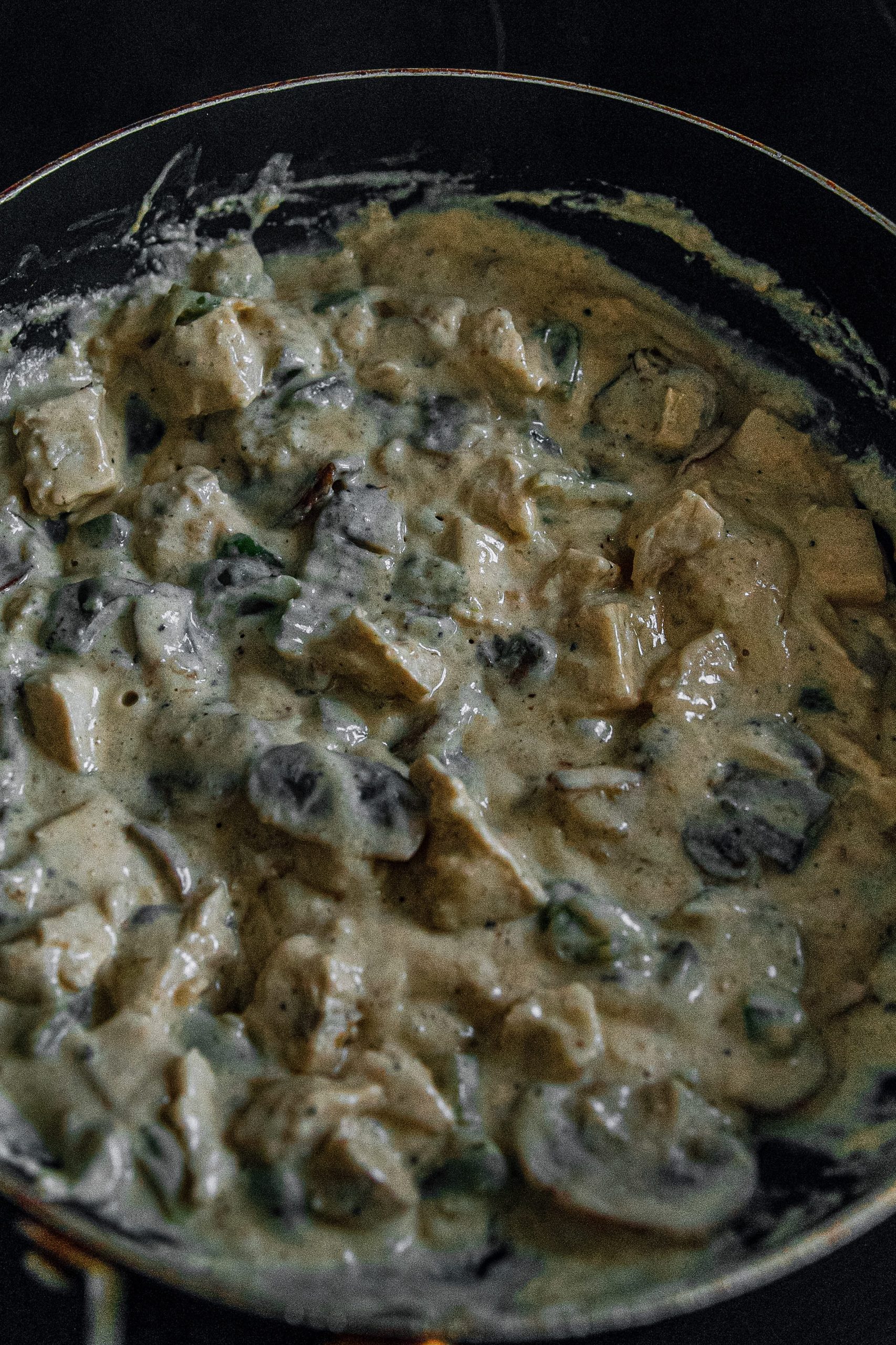 Add sour cream mixture to skillet and heat for a few minutes, stirring constantly. Serve hot.