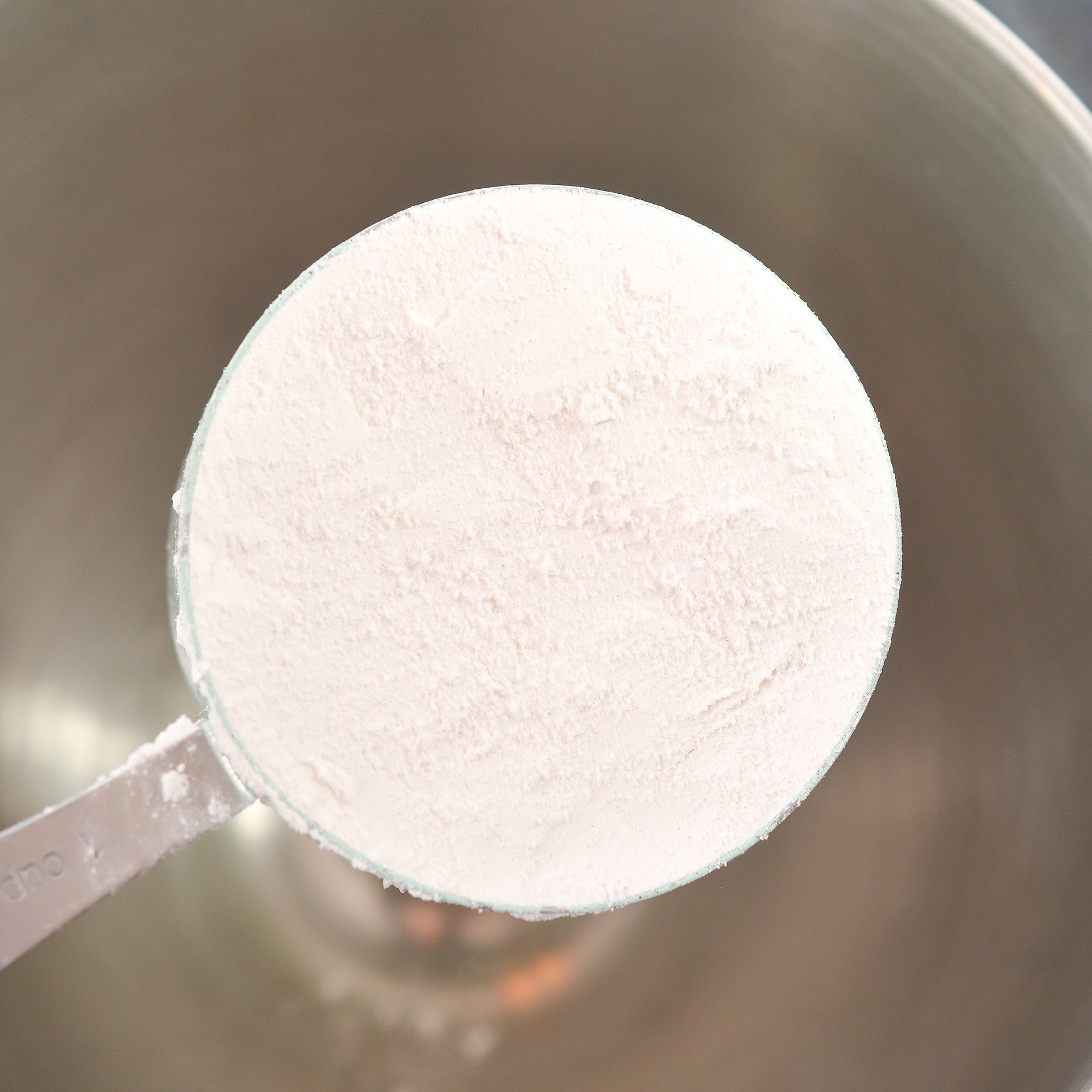 Mix together the flour, sugar, salt, baking soda, ground cinnamon, melted butter and eggs.