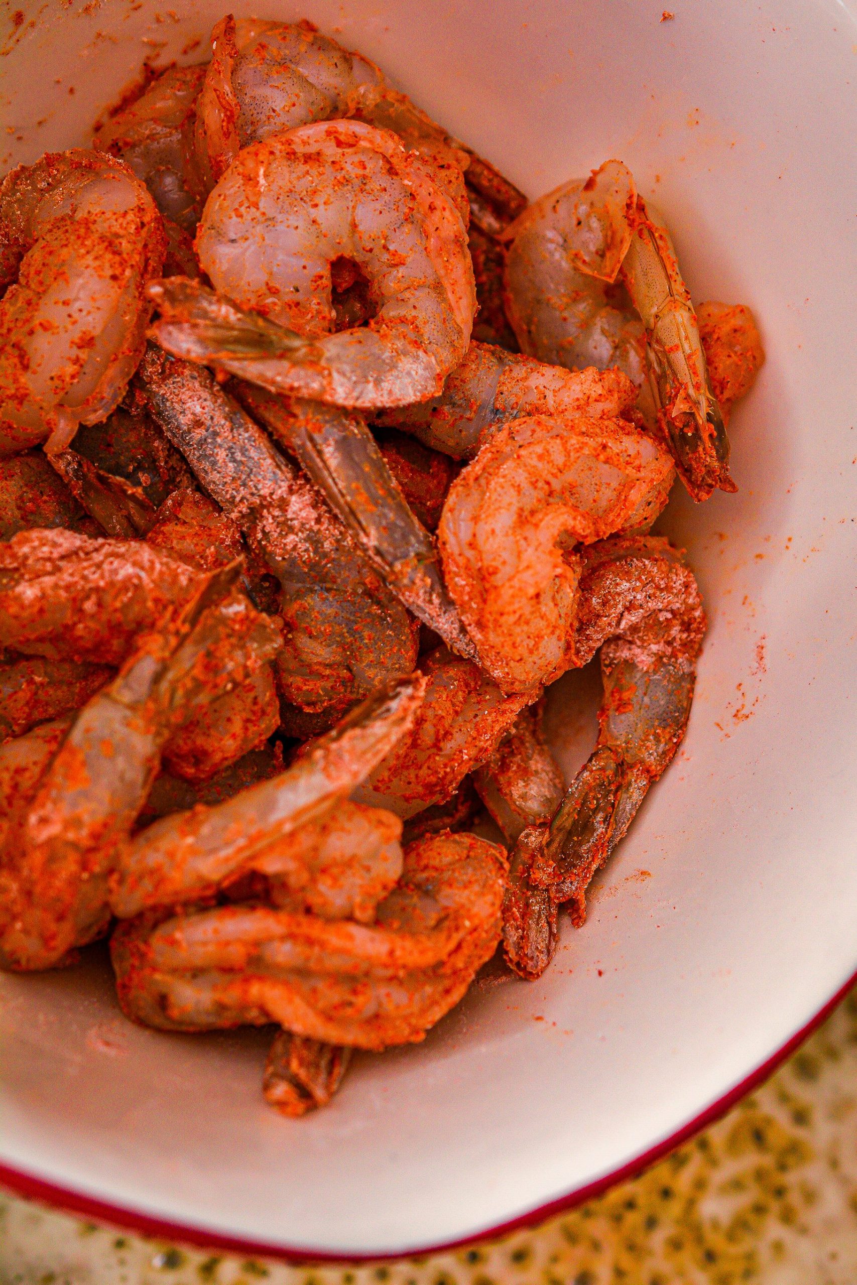 Add the shrimp to the skillet, and saute for several minutes on each side until browned and cooked through.