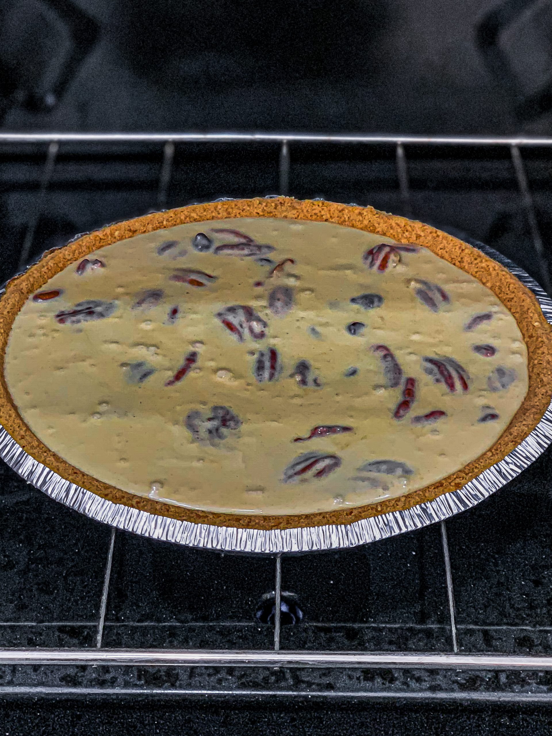 Place the pie into the oven and bake at 350° F / 175° C for about 40-45 minutes until set.