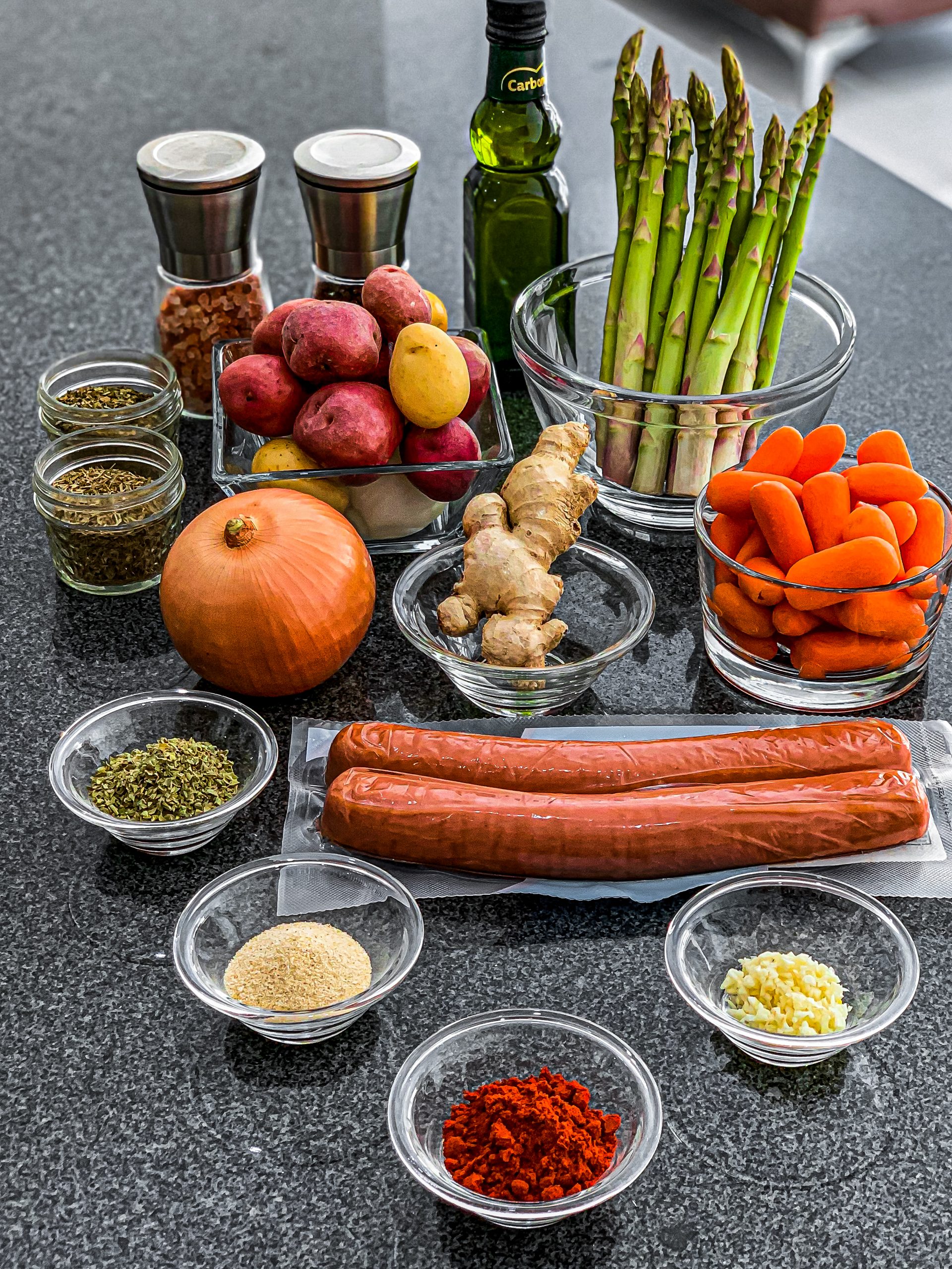 Kielbasa Veggie Sheet Pan Dinner Ingredients