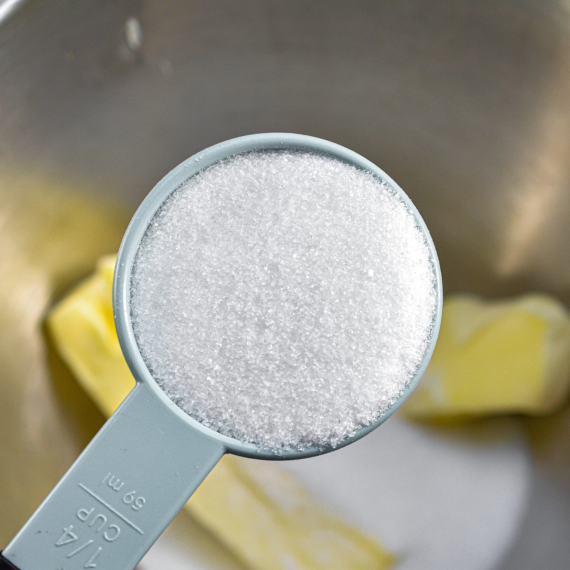 In a mixing bowl, blend together the butter, granulated sugar, brown sugar and vanilla until combined.
