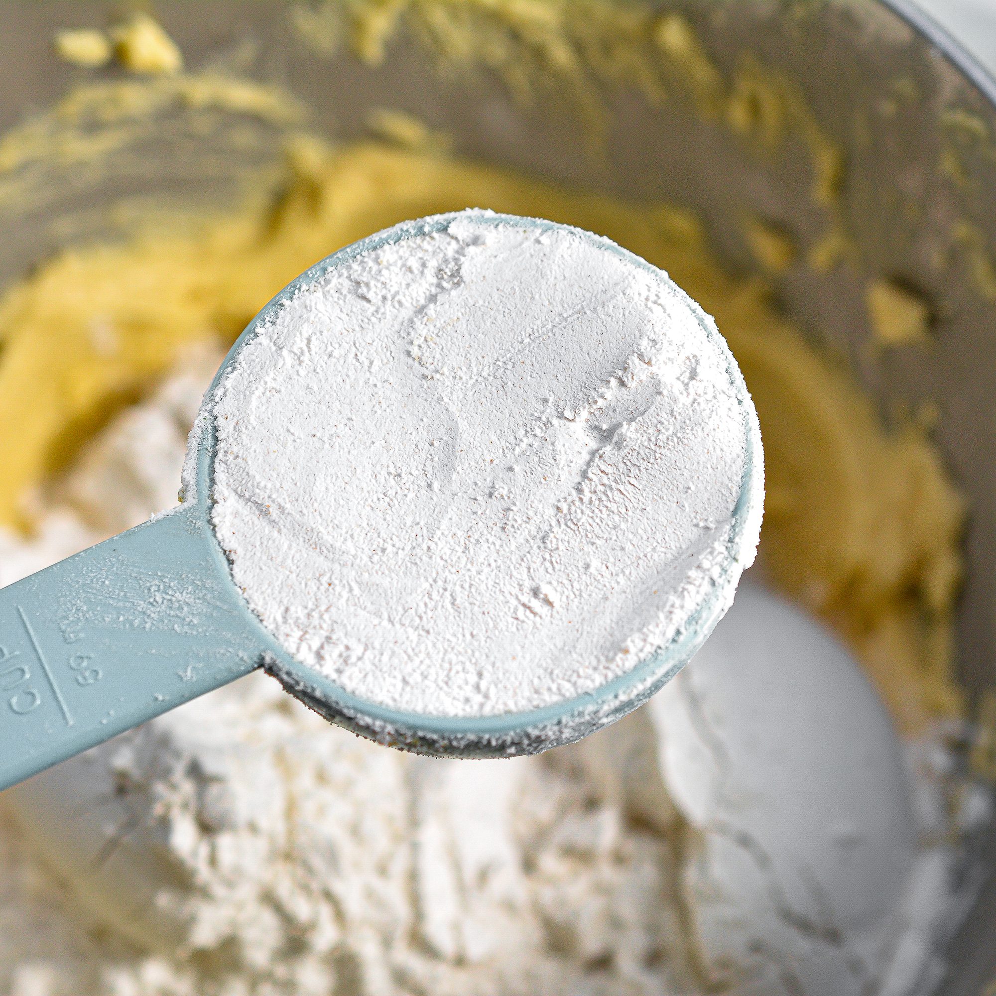 Mix in the flour, baking soda and salt until the mixture is well combined and smooth.