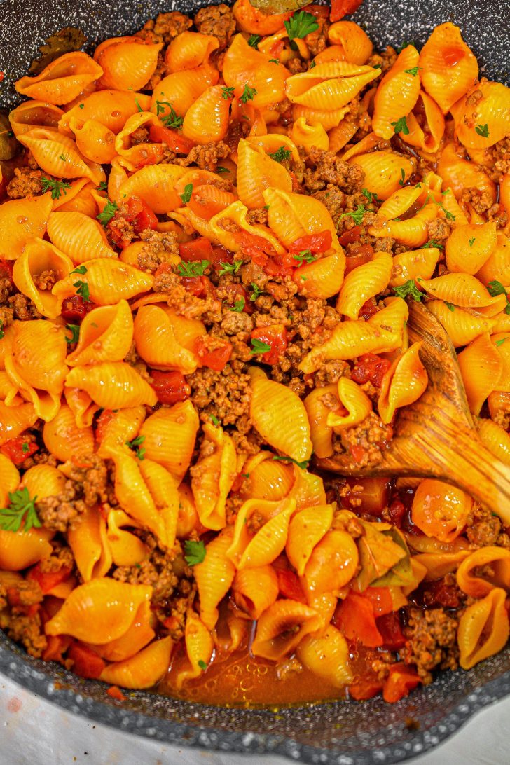 Pasta Shells with Ground Beef - Sweet Pea's Kitchen