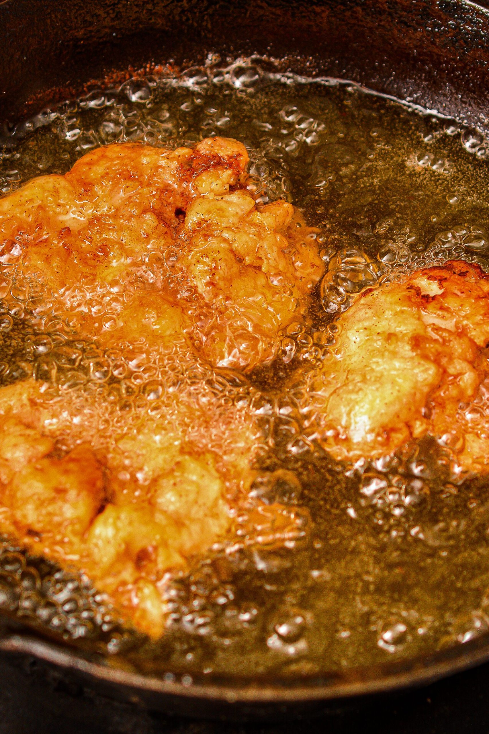 Fry the chicken evenly for 5-6 minutes per side.