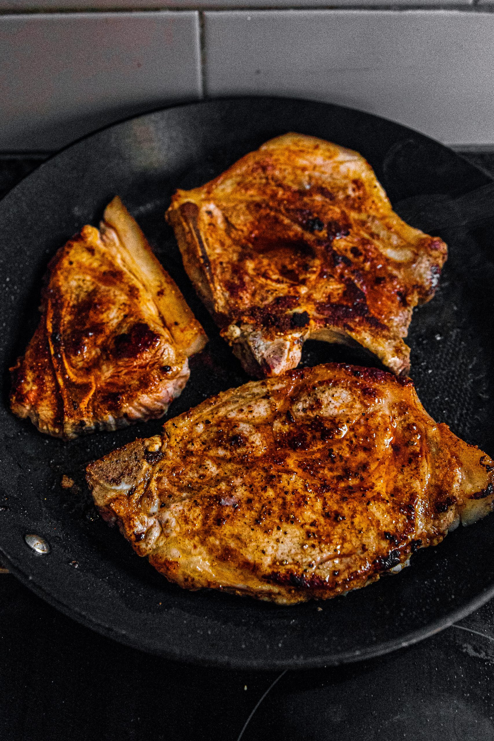 Grab a large skillet and heat over medium-high; add 2 tablespoons of butter, stirring until completely melted. 