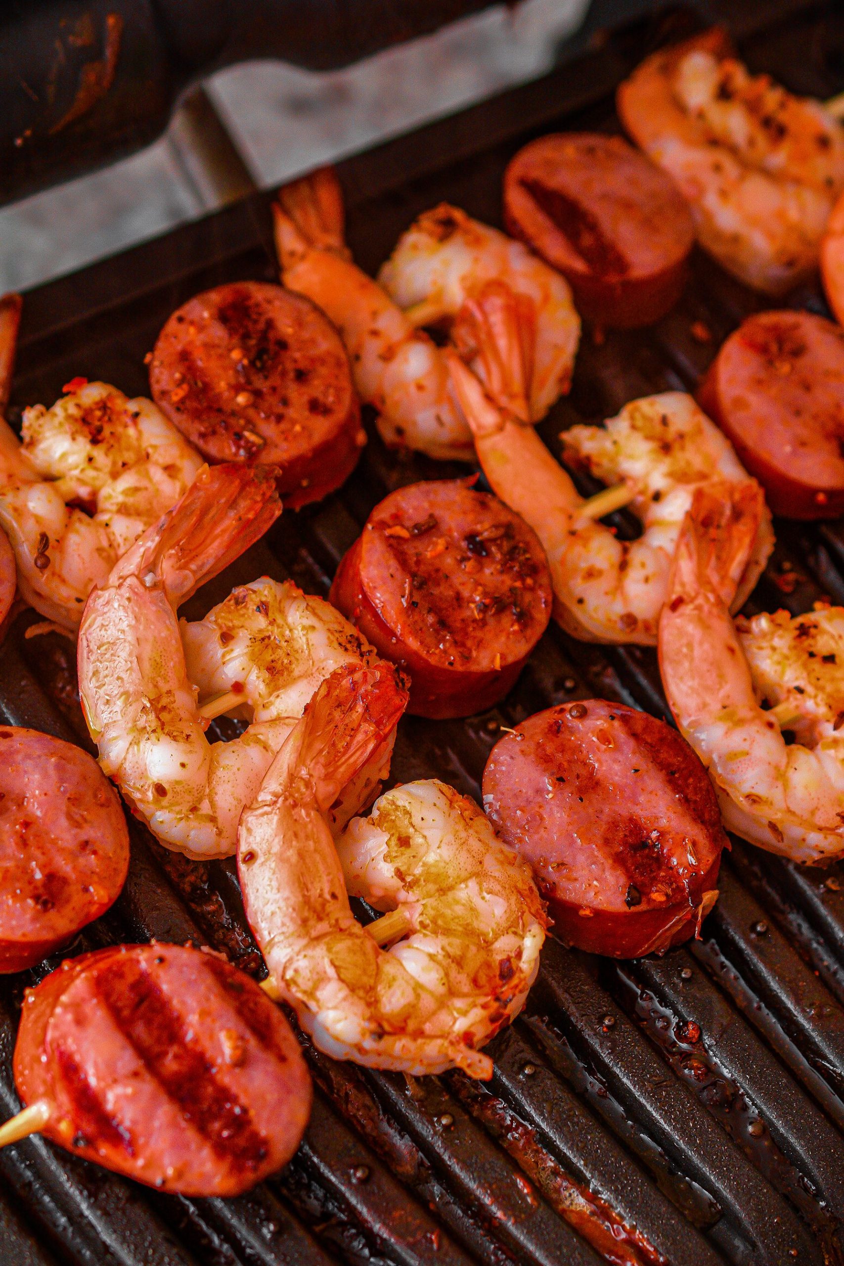 Grill the skewers for 3-5 minutes per side until done to your liking.
