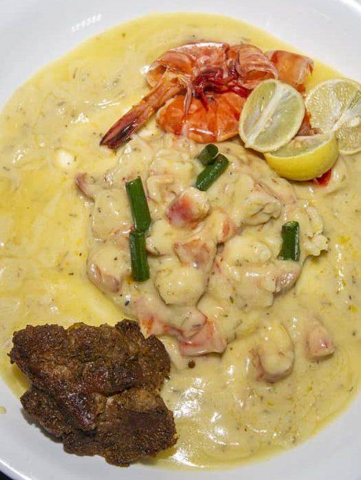 Steak and Lobster with Sweet Italian Cream Sauce