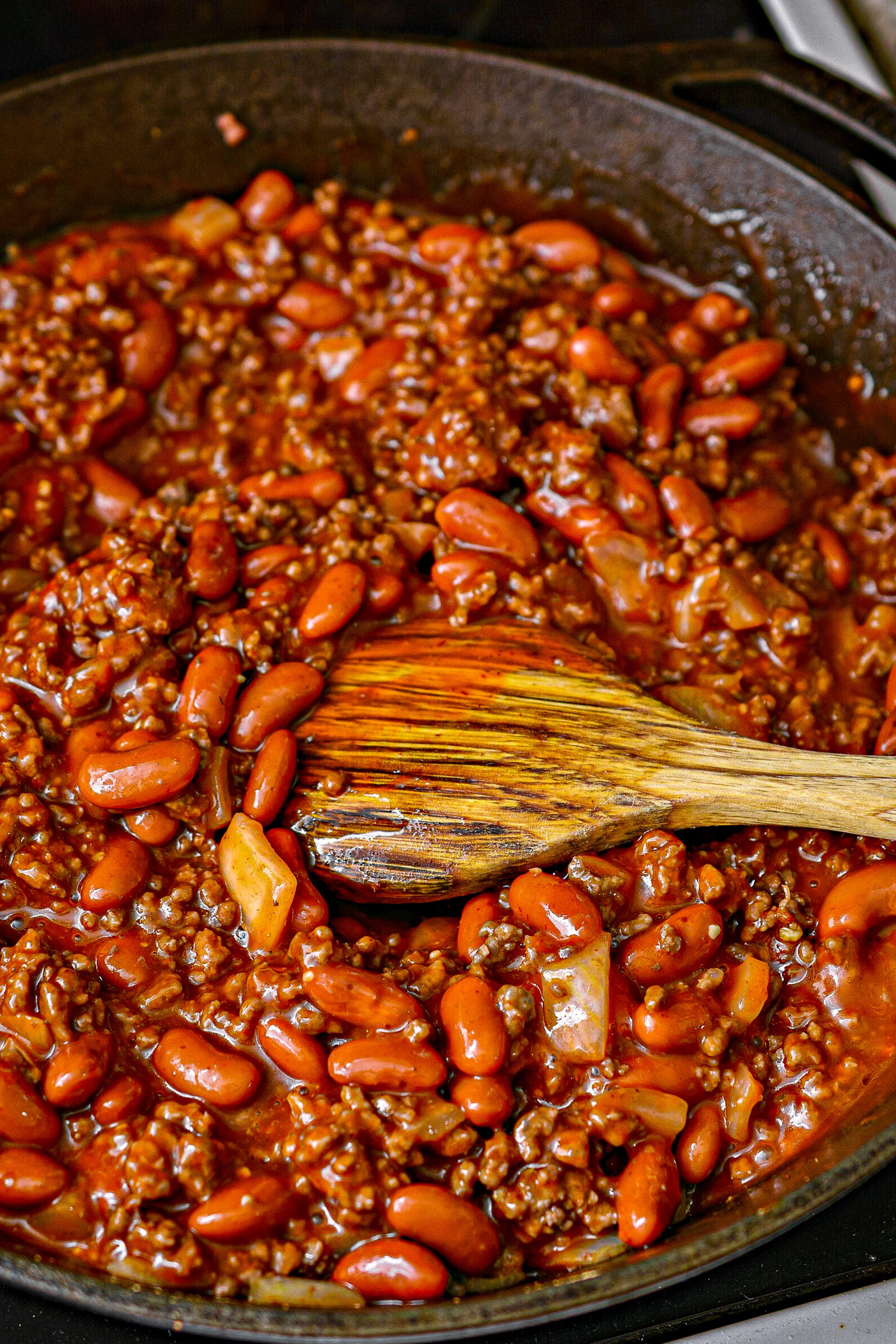 our the kidney beans and French dressing into the skillet, stir to combine, and lower the heat to low. Simmer for 5-10 minutes, and then remove from the heat to cool slightly.
