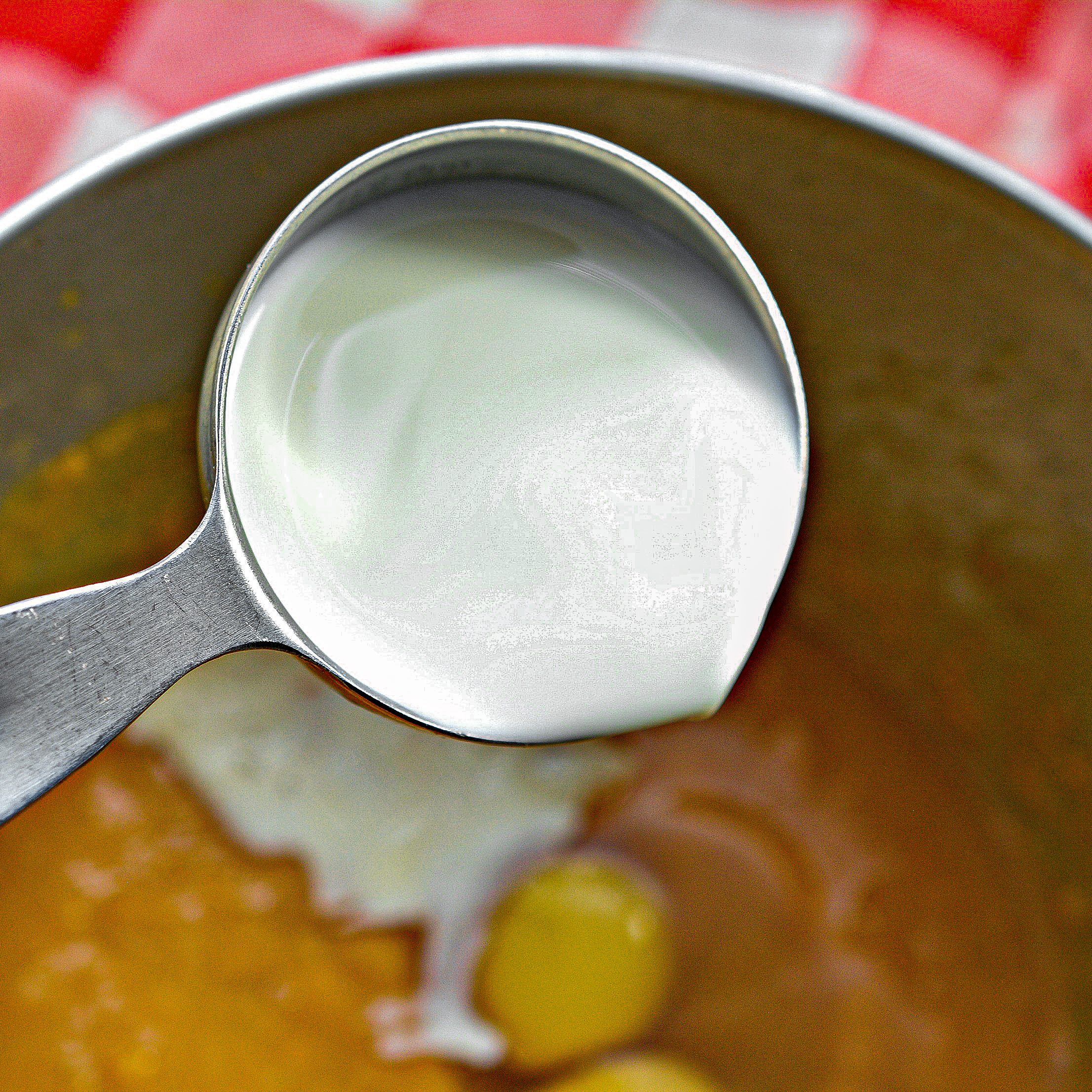 Put the eggs and vanilla into the bowl with the mixture and beat again until smooth and creamy.