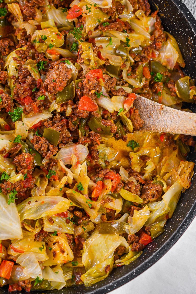 Cheesy Ground Beef and Cabbage Skillet - Sweet Pea's Kitchen