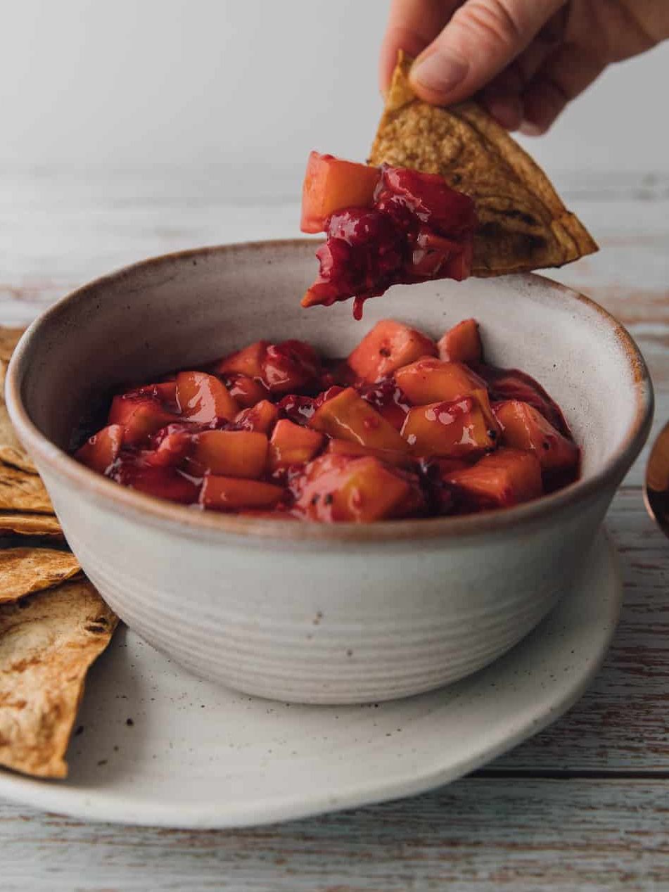 Fruit Salsa with Baked Cinnamon Chips