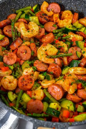 Shrimp and Sausage Veggie Skillet - Sweet Pea's Kitchen