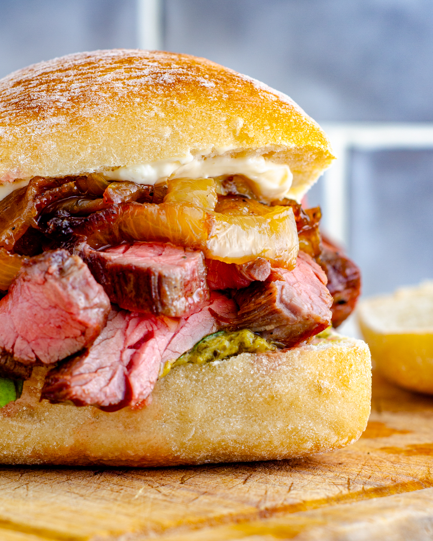 Sirloin steak sandwich, Beef steak sandwich, Beef sandwich, Steak baguette, Steak Sandwich